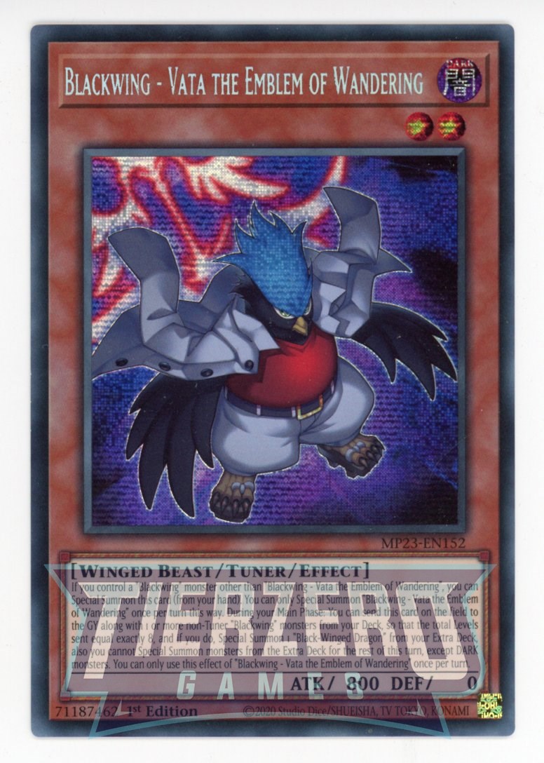 MP23-EN152 - Blackwing - Vata the Emblem of Wandering - Prismatic Secret Rare - Effect Tuner monster - 25th Anniversary Duelist Heroes Tin