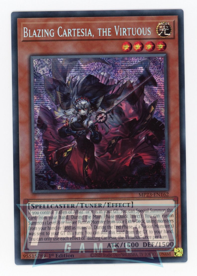 MP23-EN162 - Blazing Cartesia, the Virtuous - Prismatic Secret Rare - Effect Tuner monster - 25th Anniversary Duelist Heroes Tin