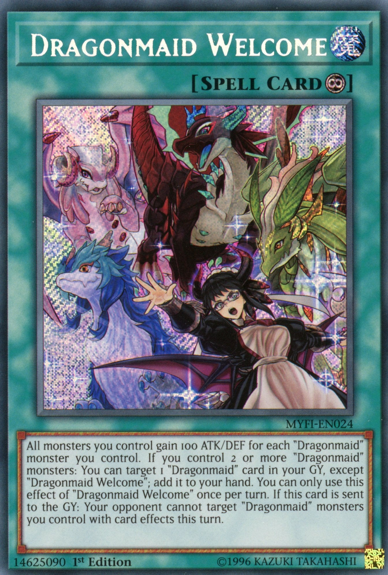 MYFI-EN024 - Dragonmaid Welcome - Secret Rare - Continuous Spell - 1st MYFI-EN024 - Dragonmaid Welcome - Secret Rare - Continuous Spell - 1st