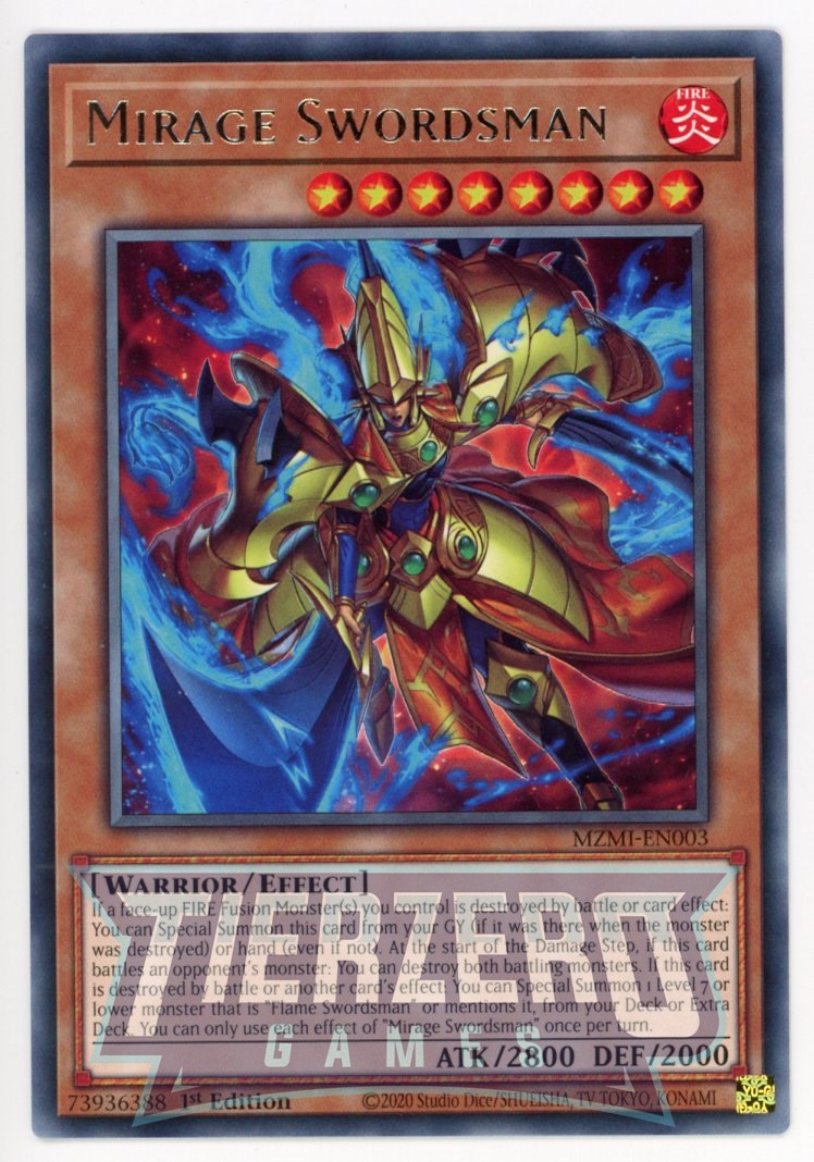 rare duel monster cards MZMI-EN003 - Mirage Swordsman - Rare - Effect Monster