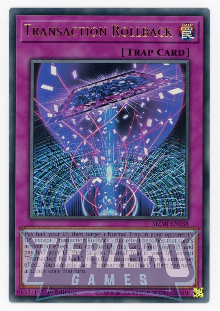 MZMI-EN038 - Transaction Rollback - Ultra Rare - Normal Trap - Maze of MZMI-EN038 - Transaction Rollback - Ultra Rare - Normal Trap - Maze of