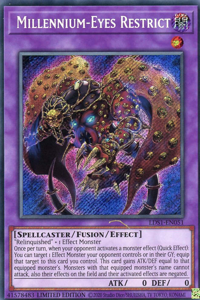 yugioh 20 cards 1 rare LDS1-EN051 - Millennium-Eyes Restrict - Secret Rare