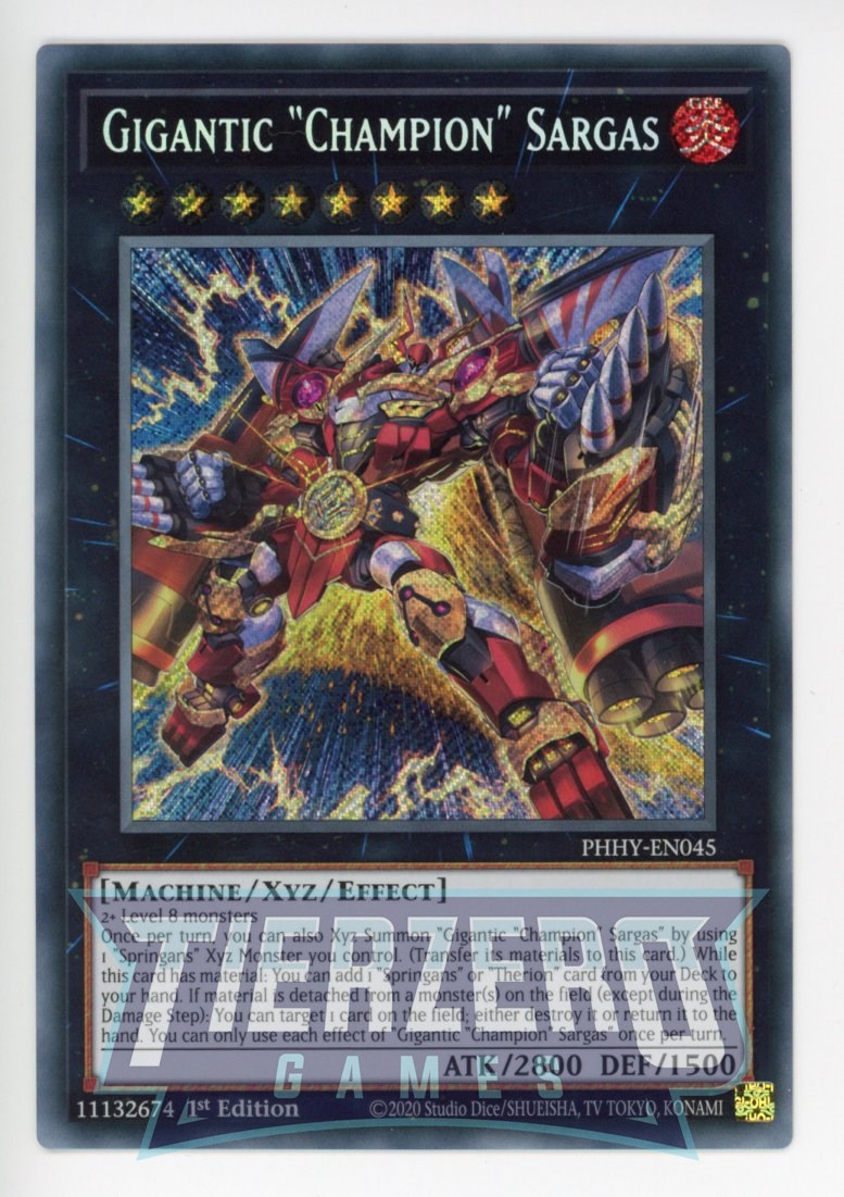 PHHY-EN045 - Gigantic Champion" Sargas" - Secret Rare - Effect Xyz Mon PHHY-EN045 - Gigantic Champion" Sargas" - Secret Rare - Effect Xyz Mon