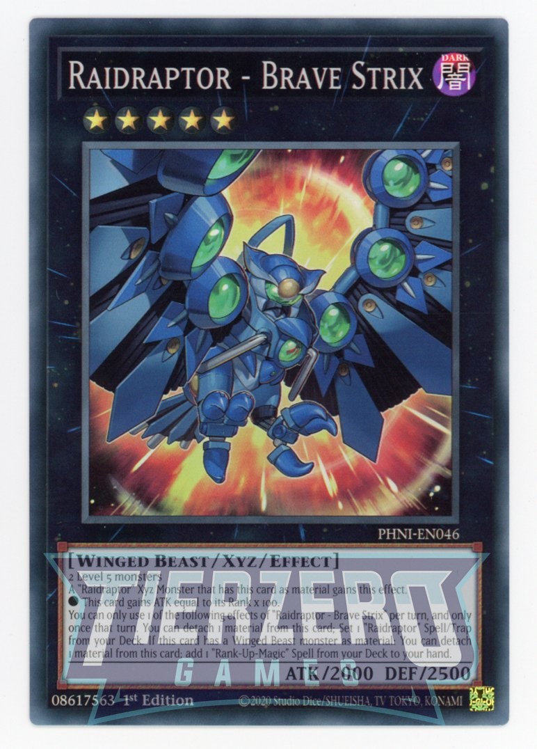 raidraptor xyz monsters PHNI-EN046 - Raidraptor - Brave Strix - Super Rare