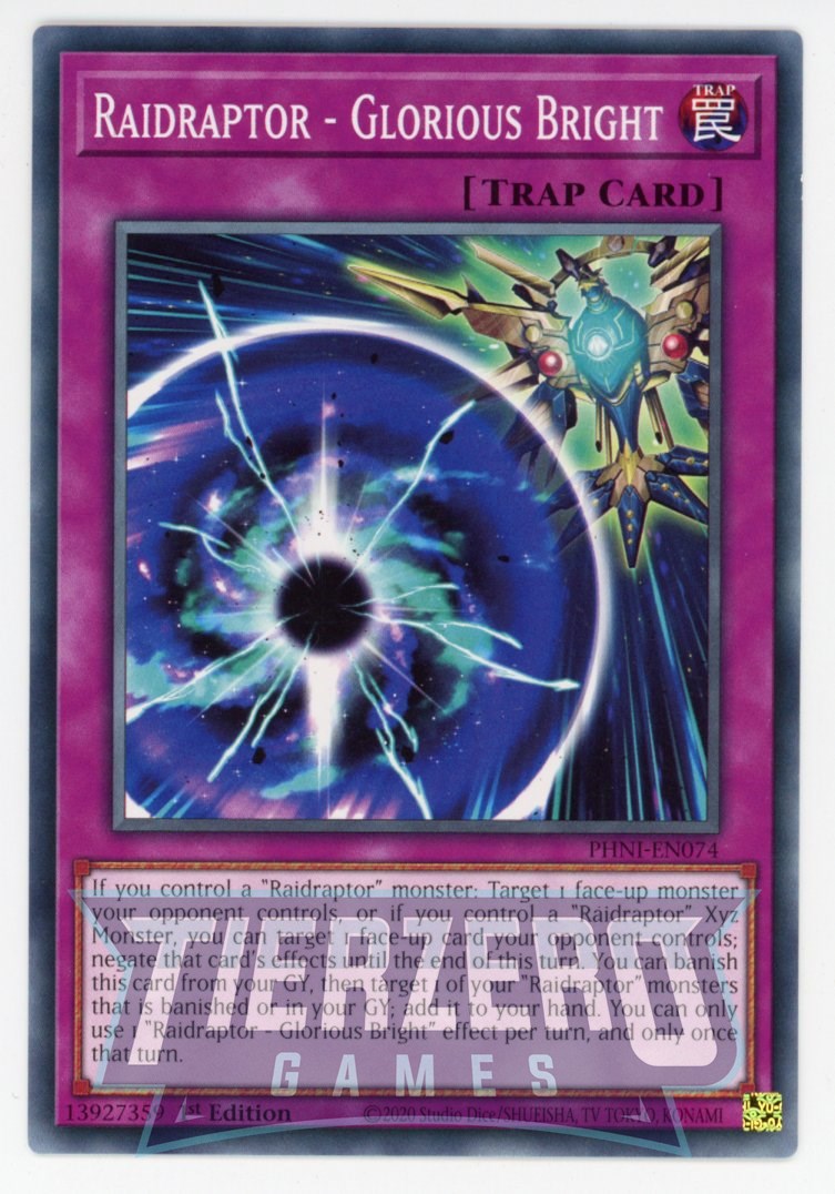PHNI-EN074 - Raidraptor - Glorious Bright - Common - Normal Trap - Pha PHNI-EN074 - Raidraptor - Glorious Bright - Common - Normal Trap - Pha
