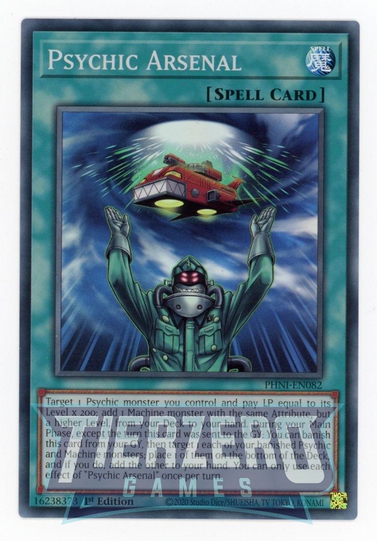 yugioh psychic spell cards PHNI-EN082 - Psychic Arsenal - Super Rare - Normal Spell