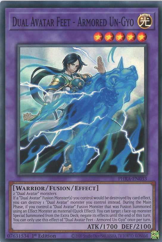 yugioh warrior fusion monsters PHRA-EN033 - Dual Avatar Feet - Armored Un-Gyo - Super Rare