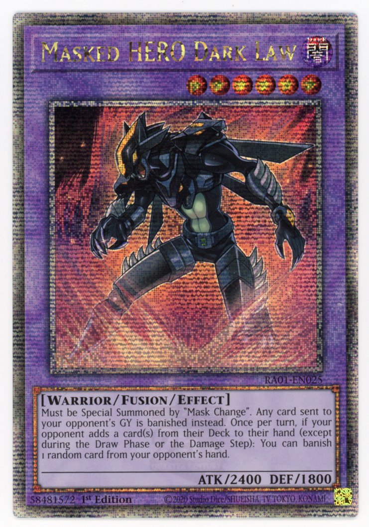 RA01-EN025 - Masked HERO Dark Law - Quarter Century Secret Rare - Effect Fusion Monster - Rarity Collection AMERICAN PRINT