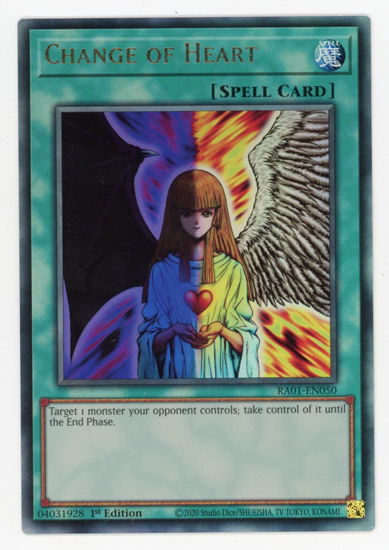 RA01-EN050 - Change of Heart - Ultimate Rare - Normal Spell - Rarity C RA01-EN050 - Change of Heart - Ultimate Rare - Normal Spell - Rarity C