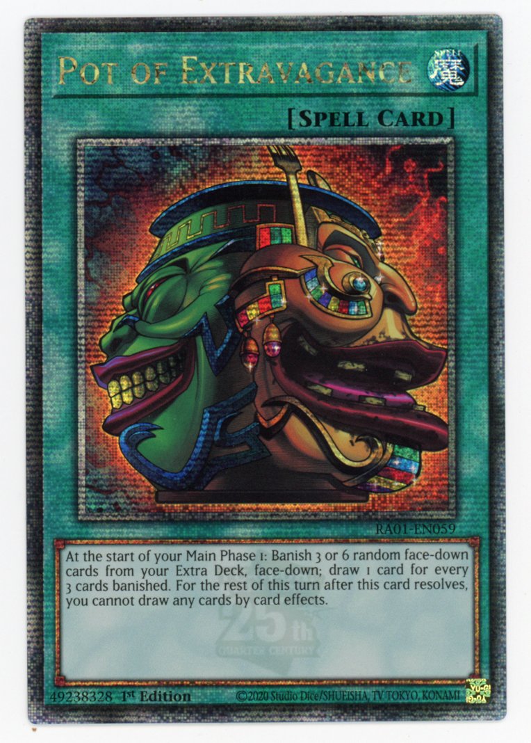 RA01-EN059 - Pot of Extravagance - Quarter Century Secret Rare - Normal Spell - Rarity Collection