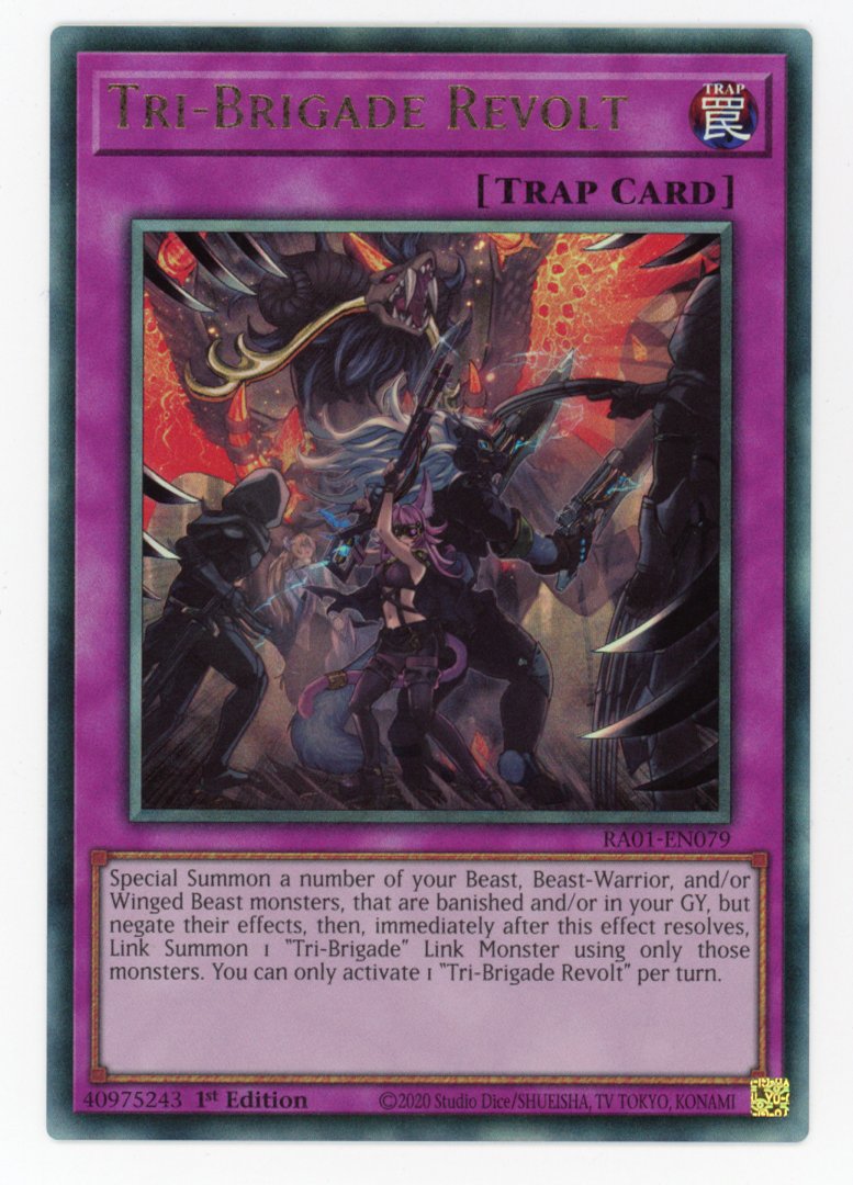 RA01-EN079 - Tri-Brigade Revolt - Ultimate Rare - Normal Trap - Rarity RA01-EN079 - Tri-Brigade Revolt - Ultimate Rare - Normal Trap - Rarity