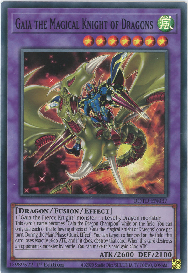 ROTD-EN037 - Gaia the Magical Knight of Dragons - Super Rare - Effect Fusion Monster - Rise of the Duelist