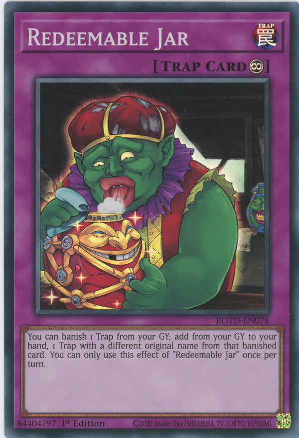 ROTD-EN078 - Redeemable Jar - Super Rare - Continuous Trap - Rise of the Duelist