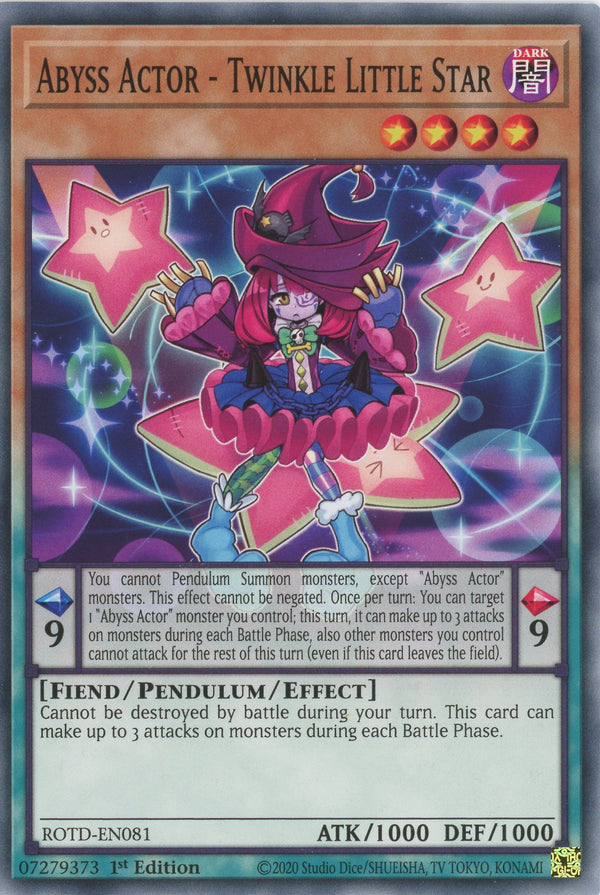 ROTD-EN081 - Abyss Actor - Twinkle Little Star - Common - Effect Pendulum Monster - Rise of the Duelist