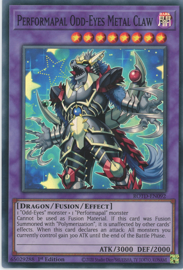 ROTD-EN092 - Performapal Odd-Eyes Metal Claw - Super Rare - Effect Fusion Monster - Rise of the Duelist