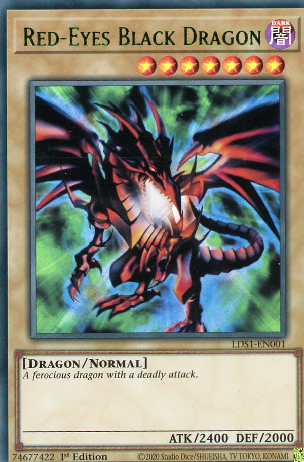 LDS1-EN001 - Red-Eyes Black Dragon - Green Ultra Rare - Normal Monster - Legendary Duelists Season 1