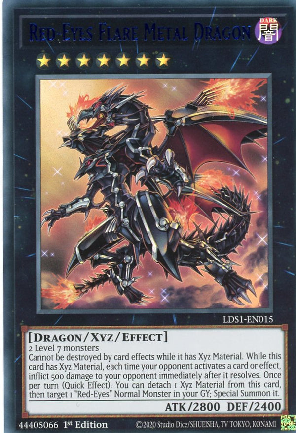 LDS1-EN015 - Red-Eyes Flare Metal Dragon - Blue Ultra Rare - Effect Xyz Monster - Legendary Duelists Season 1