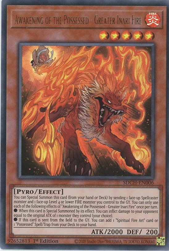 SDCH-EN006 - Awakening of the Possessed - Greater Inari Fire - Ultra Rare - Effect Monster - Structure Deck Spirit Charmers