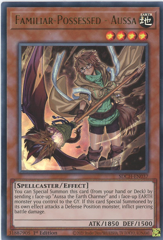 SDCH-EN037 - Familiar-Possessed - Aussa - Ultra Rare Variant Art Work- Effect Monster - Structure Deck Spirit Charmers