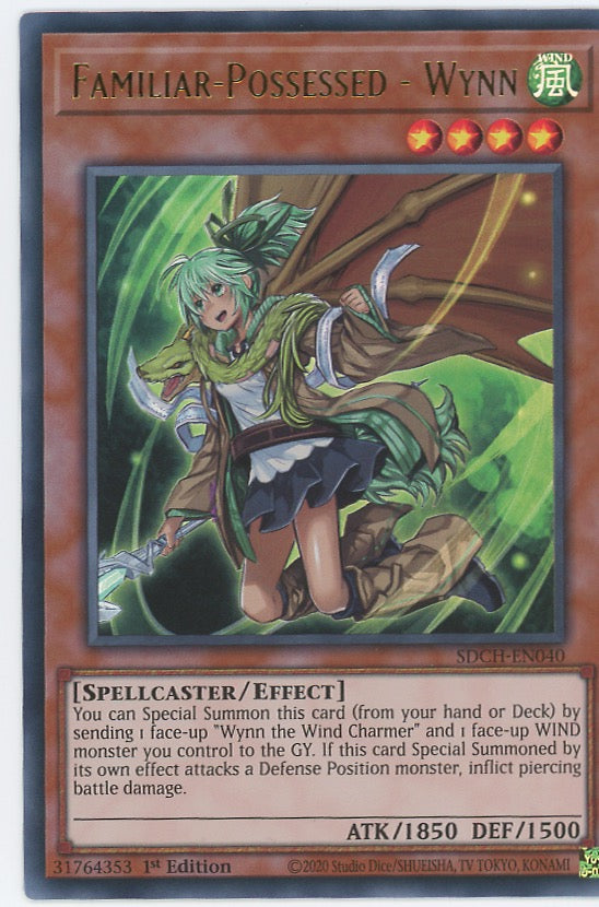 SDCH-EN040 - Familiar-Possessed - Wynn - Ultra Rare Variant Art Work - Effect Monster - Structure Deck Spirit Charmers