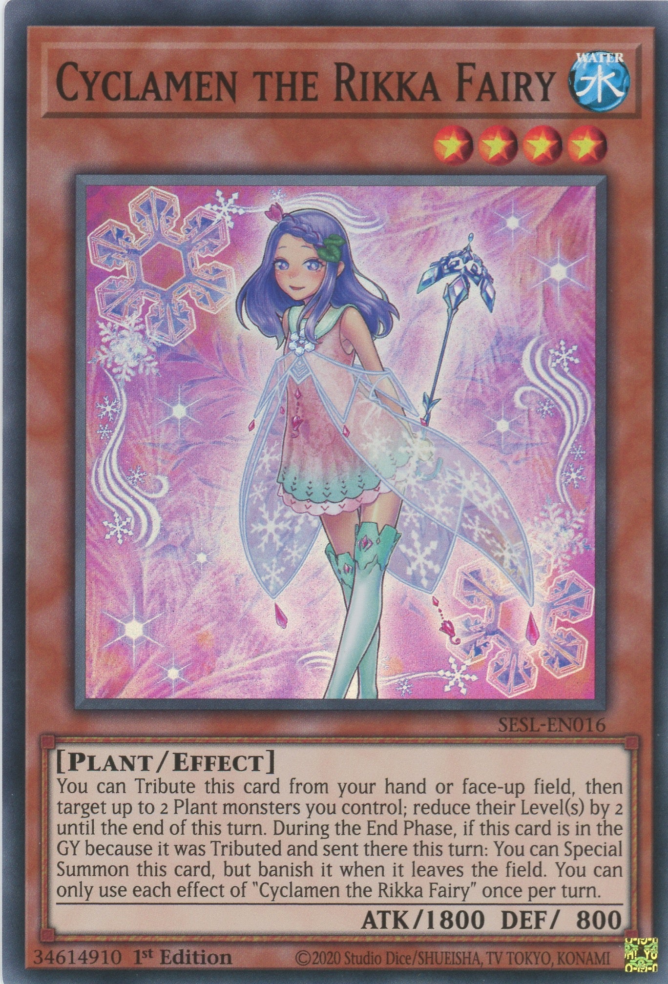 Secret Slayers Yu-Gi-Oh! Snowdrop The Rikka Fairy SESL-EN019 - Super Rare  1st Edition Card Yugioh Cards