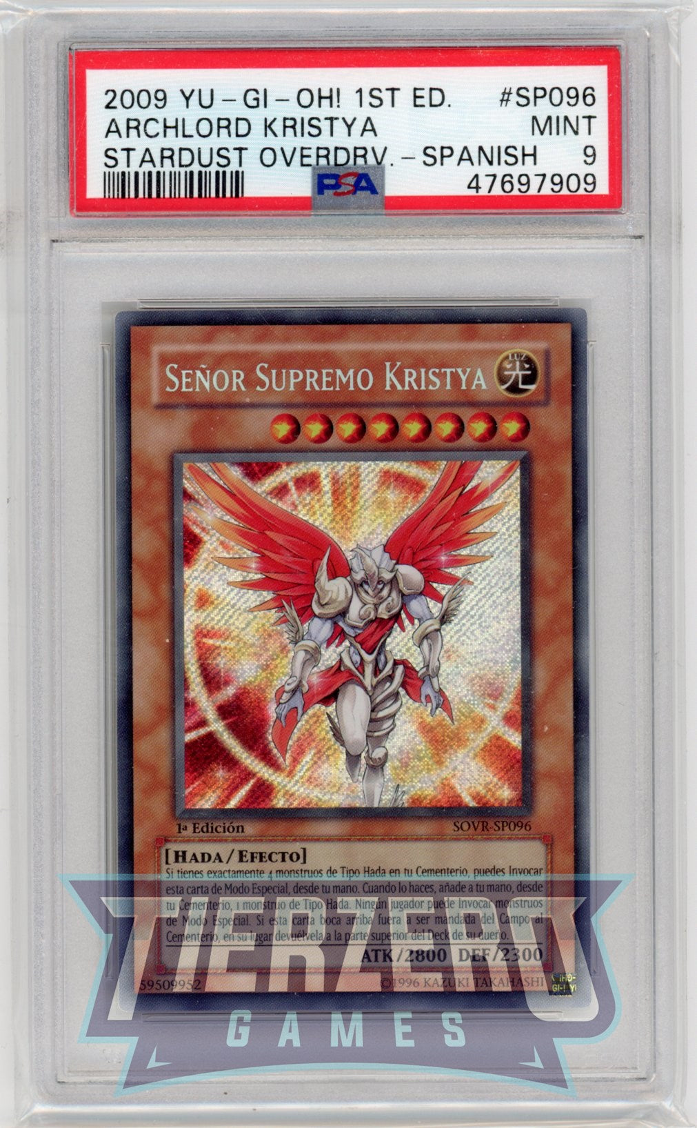 SOVR-SP096 - Archlord Kristya - Secret Rare - PSA 9 - C - 1st Edition
