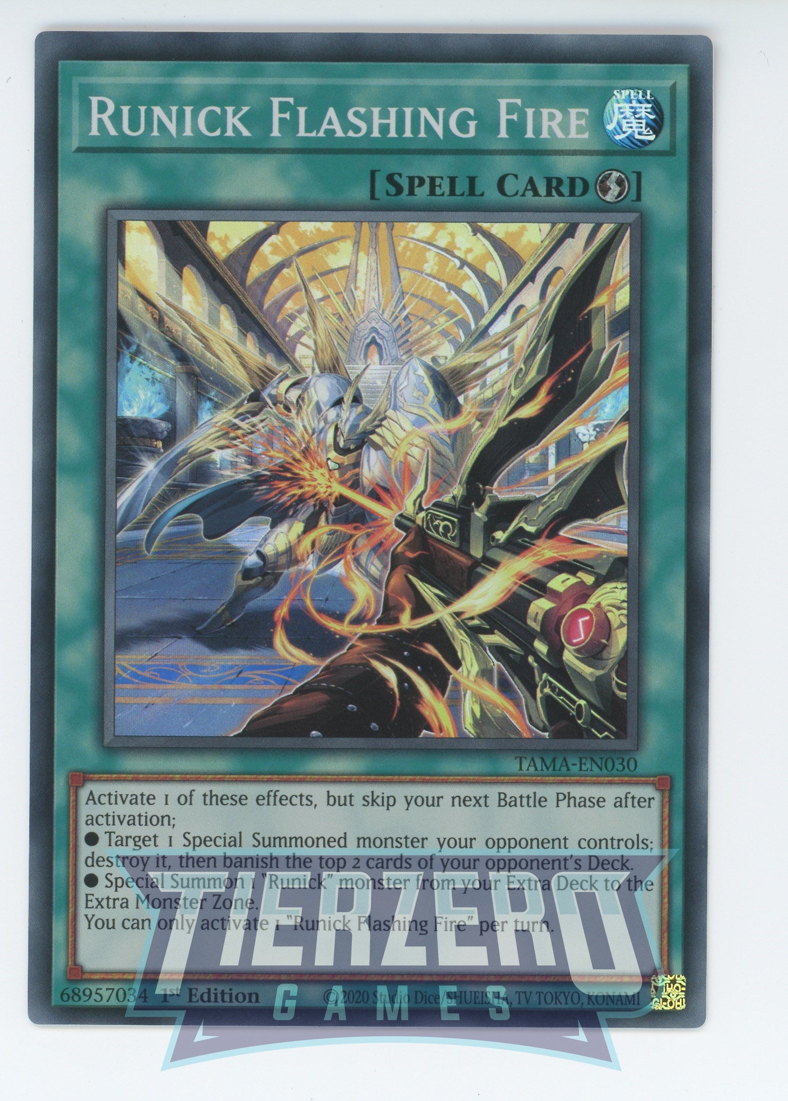 TAMA-EN030 - Runick Flashing Fire - Super Rare - Quick-Play Spell - Ta TAMA-EN030 - Runick Flashing Fire - Super Rare - Quick-Play Spell - Ta