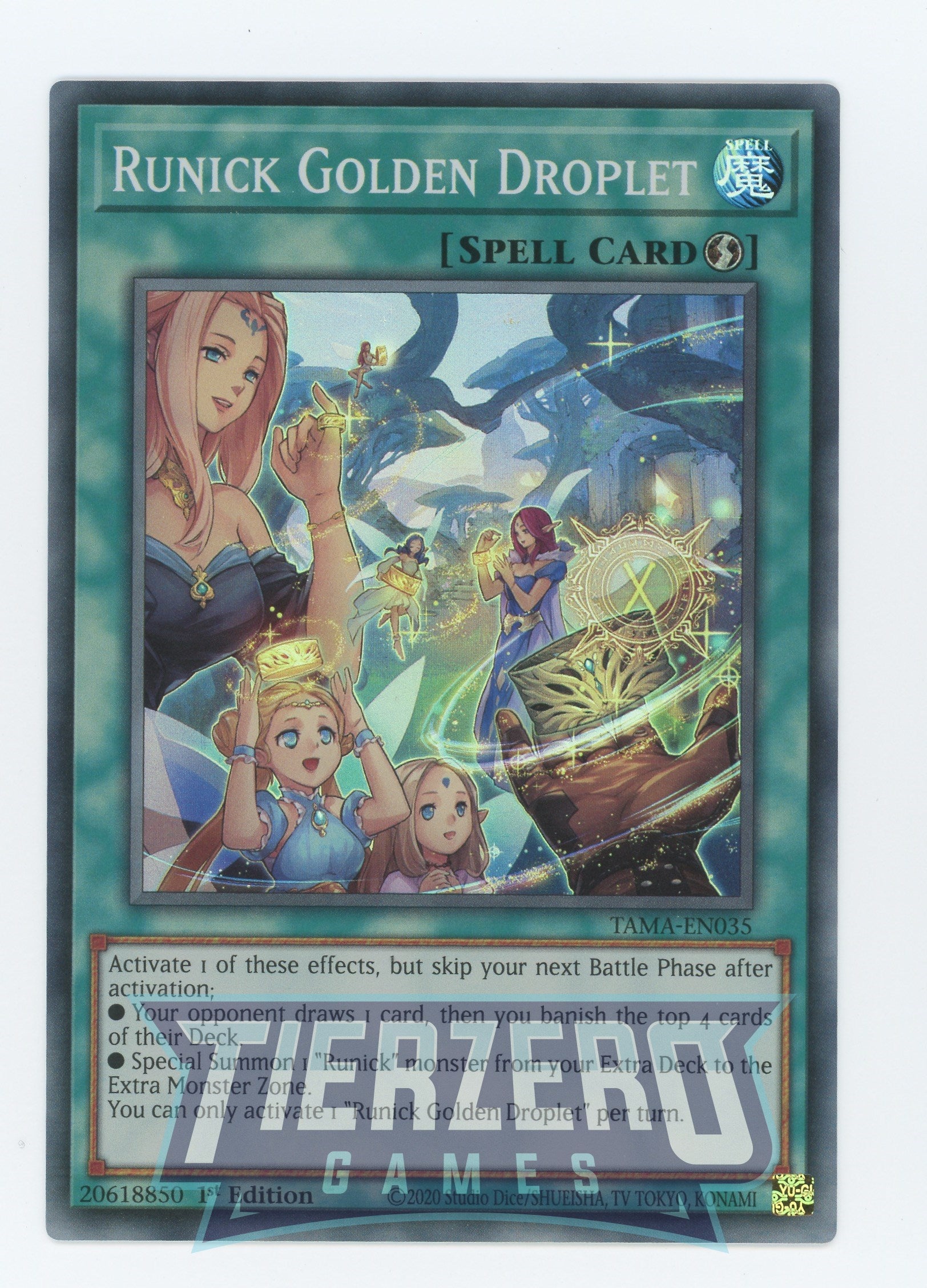 TAMA-EN035 - Runick Golden Droplet - Super Rare - Quick-Play Spell - T TAMA-EN035 - Runick Golden Droplet - Super Rare - Quick-Play Spell - T