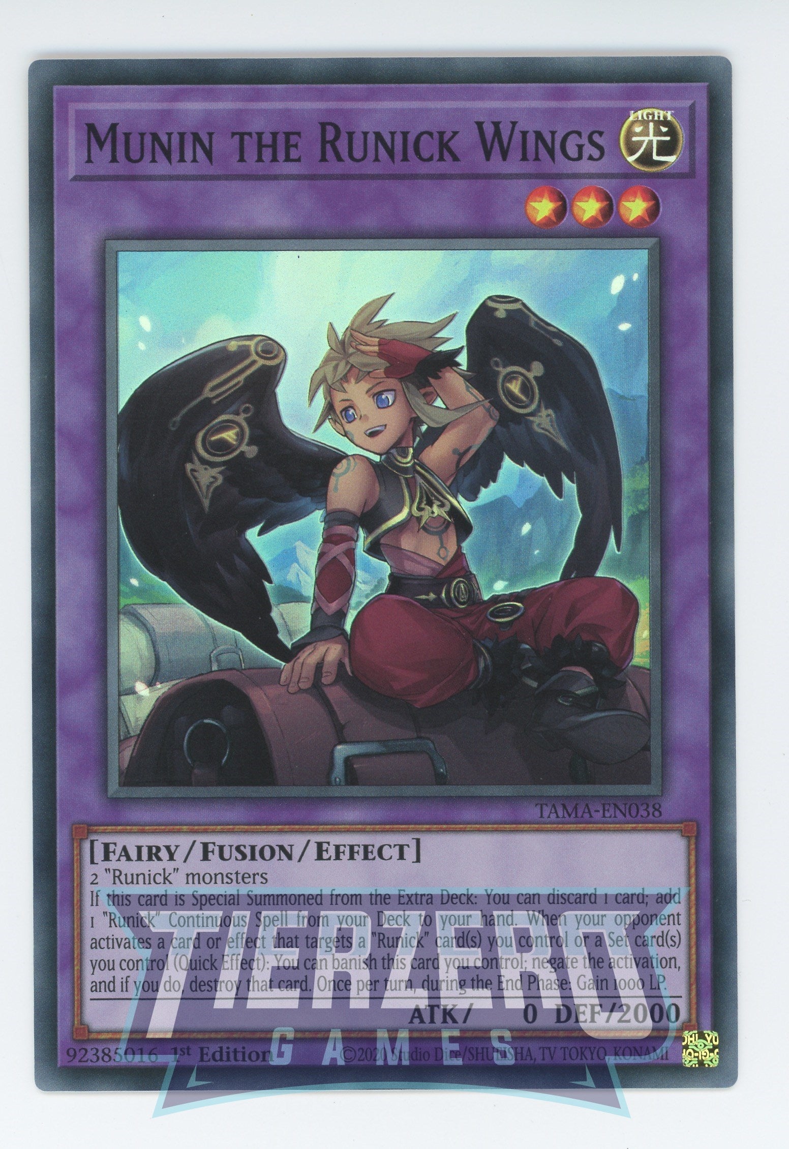 TAMA-EN038 - Munin the Runick Wings - Super Rare - Effect Fusion Monst TAMA-EN038 - Munin the Runick Wings - Super Rare - Effect Fusion Monst