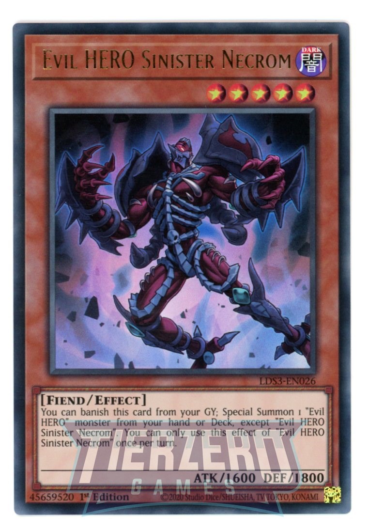 LDS3-EN026 - Evil HERO Sinister Necrom - Ultra Rare - Effect Monster - Legendary Duelists Season 3 AMERICAN PRINT