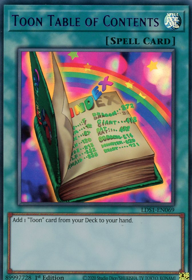 LDS1-EN069 - Toon Table of Contents - Purple Ultra Rare - Normal Spell - Legendary Duelists Season 1