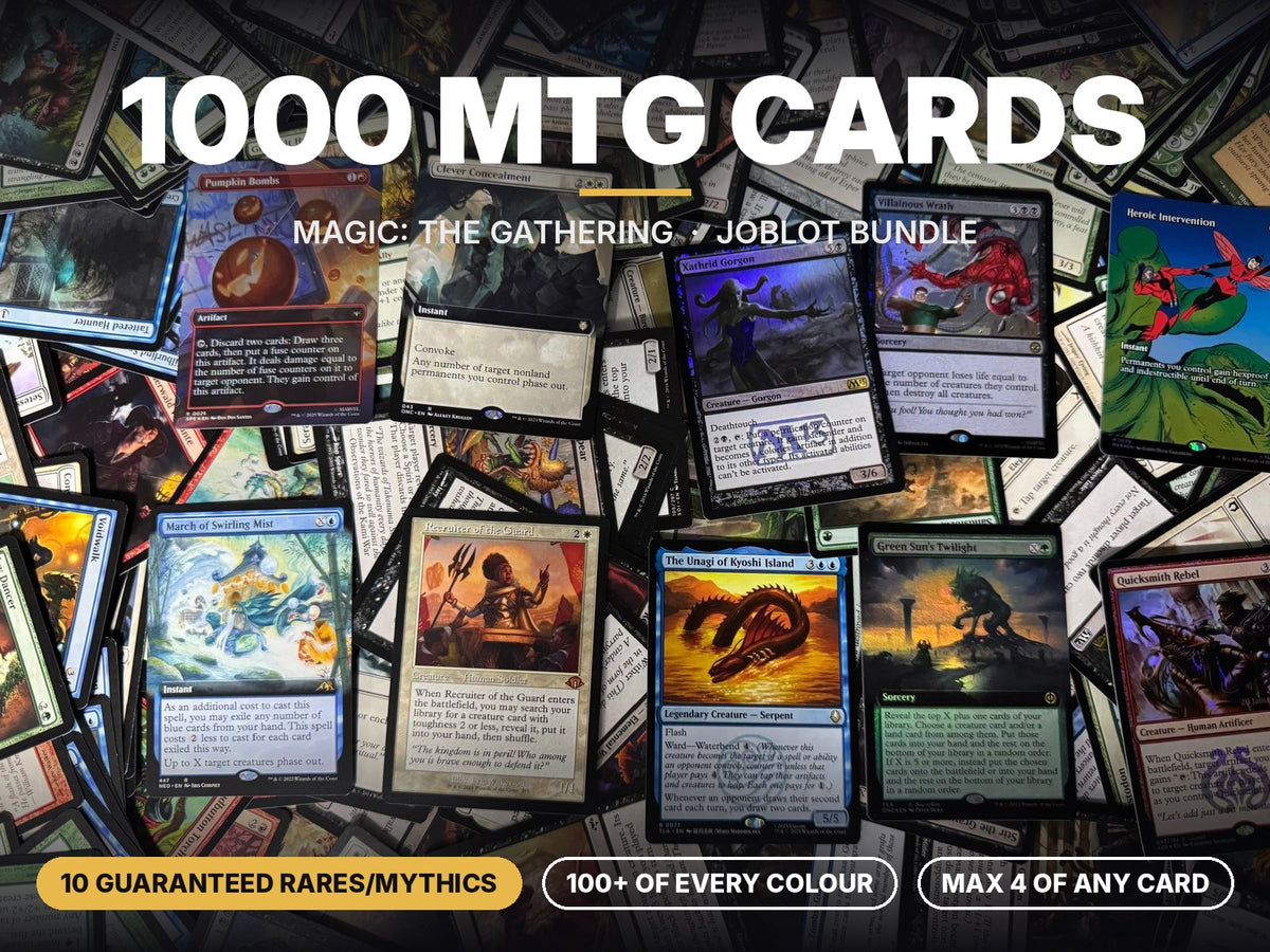 1000 MTG Cards Joblot - 10 Guaranteed Rares/Mythics - 100+ of Every Colour