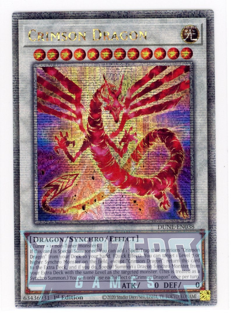 DUNE-EN038 - Crimson Dragon - Quarter Century Secret Rare - Effect Synchro Monster - Duelist Nexus