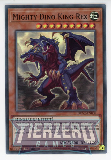 DUNE-EN008 - Mighty Dino King Rex - Super Rare - Duelist Nexus
