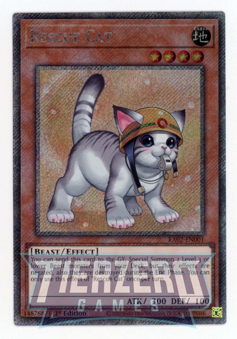 RA02-EN001 - Rescue Cat (Alt Art) - Platinum Secret Rare - - Rarity Collection 2