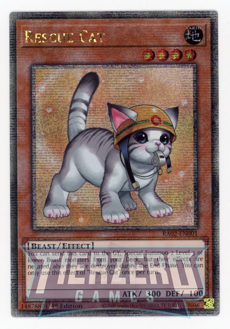 RA02-EN001 - Rescue Cat (Alt Art) - Quarter Century Secret Rare - - Rarity Collection 2