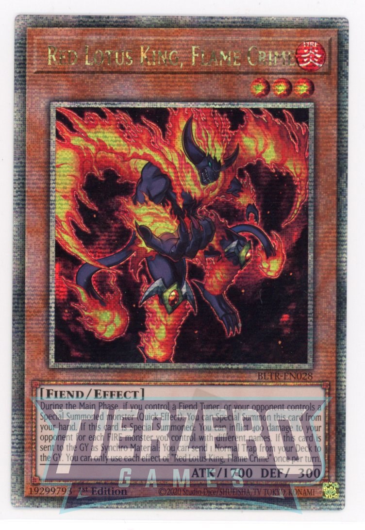 BLTR-EN028 - Red Lotus King, Flame Crime - Quarter Century Secret Rare - Effect Monster - Battles of Legend Terminal Revenge