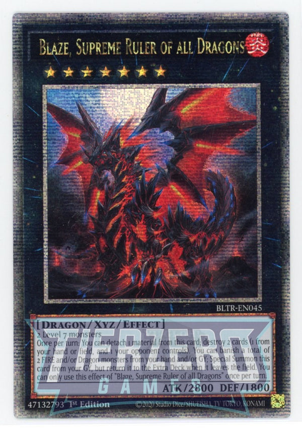 BLTR-EN045 - Blaze, Supreme Ruler of all Dragons - Quarter Century Secret Rare - Effect Xyz Monster - Battles of Legend Terminal Revenge