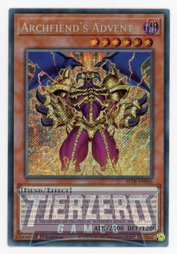 BLTR-EN046 - Archfiend's Advent - Secret Rare - Battles of Legend: Terminal Revenge