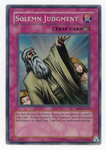 DB2-EN073 - Solemn Judgment - Super Rare - Dark Beginning 2 - EX