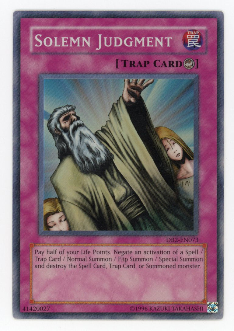 DB2-EN073 - Solemn Judgment - Super Rare - Dark Beginning 2 EX