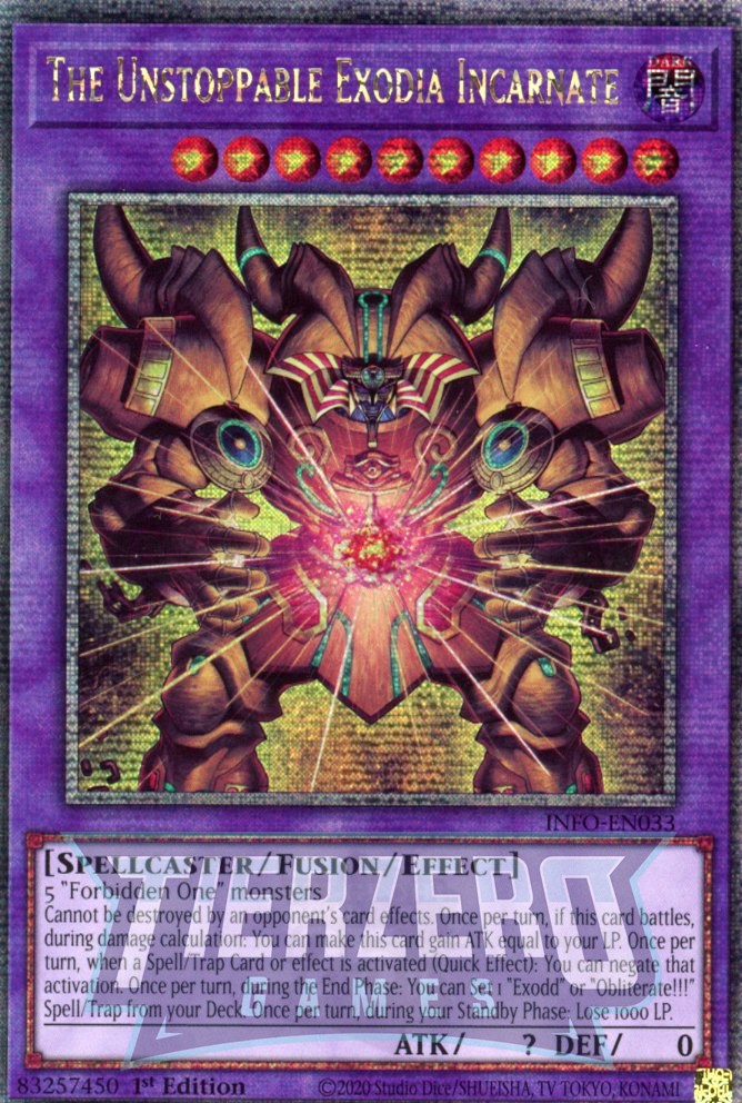 INFO-EN033 - The Unstoppable Exodia Incarnate - Quarter Century Secret Rare - - Infinite Forbidden