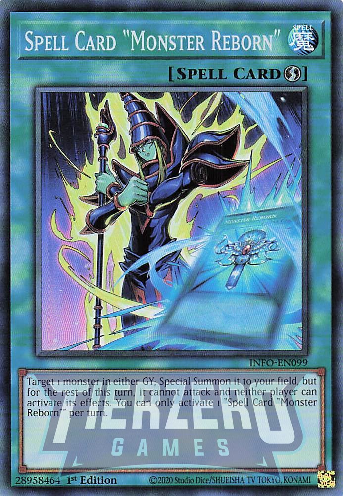 INFO-EN099 - Spell Card Monster Reborn"" - Super Rare - - Infinite Forbidden