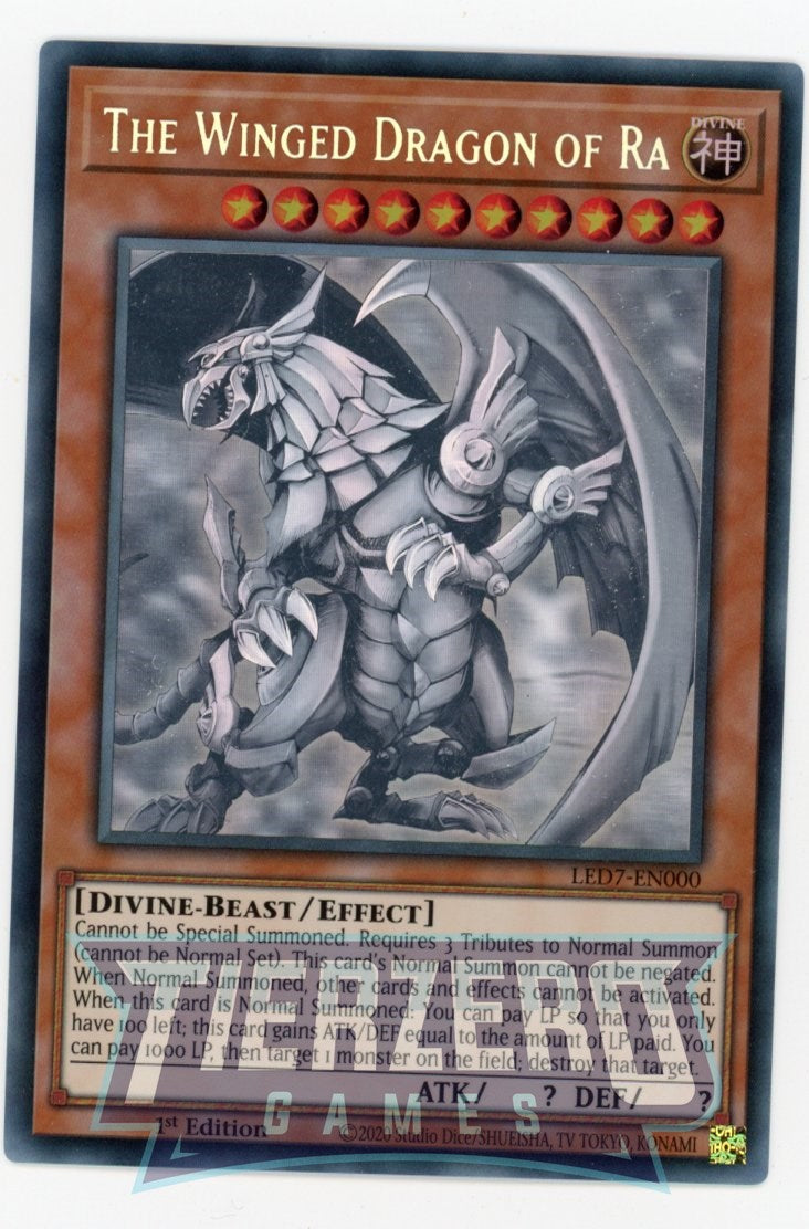 LED7-EN000 - The Winged Dragon of Ra - Ghost Rare - Effect Monster - 1st Edition - Legendary Duelists 7 Rage of Ra