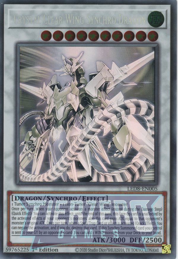 LED8-EN005 - Crystal Clear Wing Synchro Dragon - Ghost Rare - Effect Synchro Monster - Legendary Duelists 8 Synchro Storm