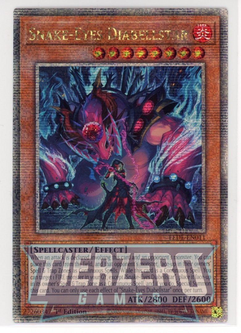 LEDE-EN011 - Snake-Eyes Diabellstar - Quarter Century Secret Rare - Effect Monster - Legacy of Destruction