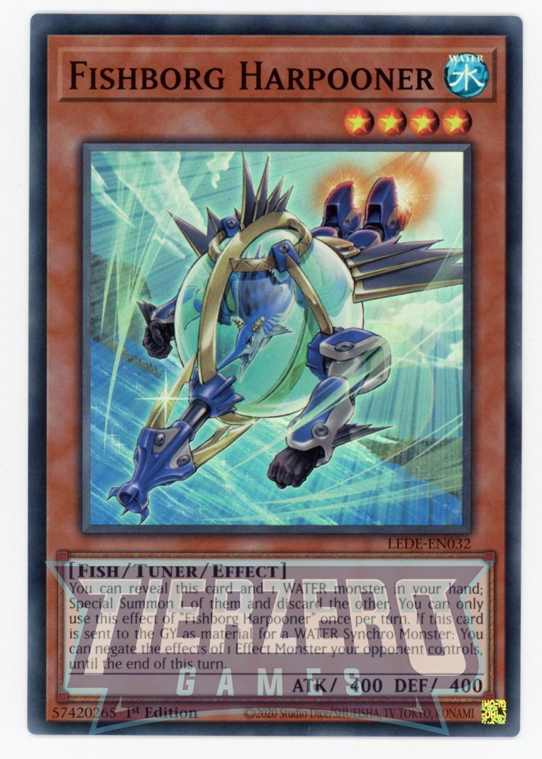 LEDE-EN032 - Fishborg Harpooner - Super Rare - Effect Tuner monster - Legacy of Destruction