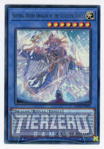LEDE-EN034 - Saffira, Divine Dragon of the Voiceless Voice - Ultra Rare - Legacy of Destruction