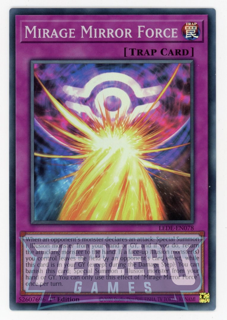 LEDE-EN078 - Mirage Mirror Force - Super Rare - Normal Trap - Legacy of Destruction