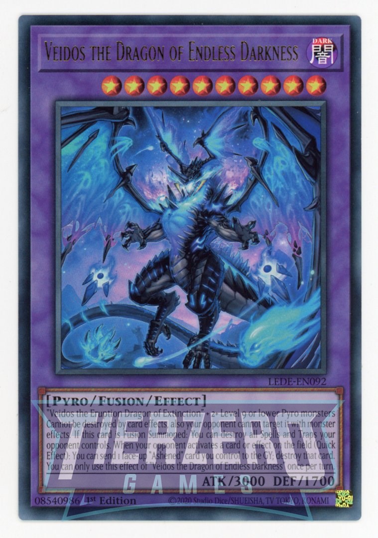 LEDE-EN092 - Veidos the Dragon of Endless Darkness - Ultra Rare - Effect Fusion Monster - Legacy of Destruction